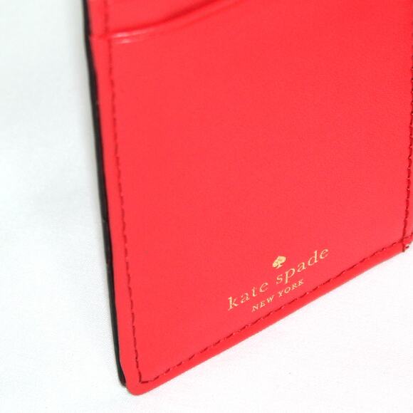 Kate Spade Trifold Red Leather Wallet With Metal Closure - Picture 8 of 12
